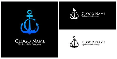 C anchor logotype. initial C custom text in achor logo vector illustration Stock Illustration