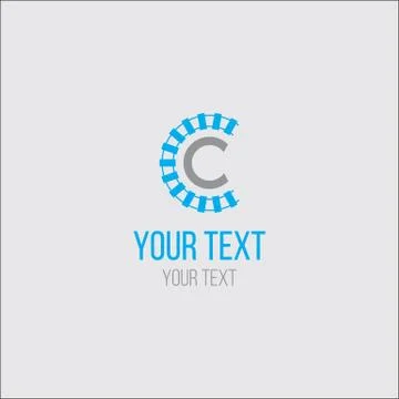 C and rail logo design concept Stock Illustration