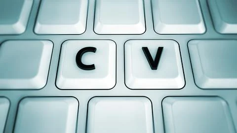 C and V letters on white keyboard keys. 3D illustration Stock Illustration