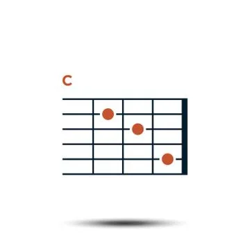 C, Basic Guitar Chord Chart Icon Vector Template Stock Illustration