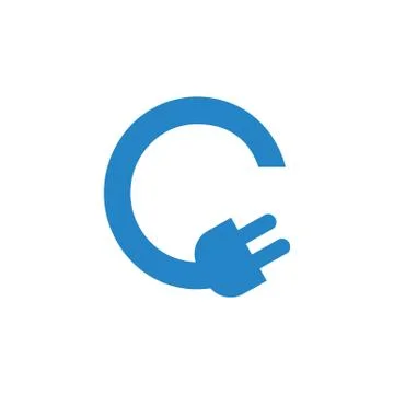 C cable socket letter logo design concept Stock Illustration