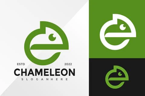 C Chameleon Logo Design Vector illustration template 스톡 일러스트