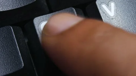 C Character or letter Key on Desktop Keyboard Pressed by Finger Hand Stock Footage 290469425