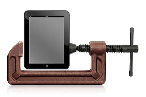 C-clamp and tablet computer Stock Photos