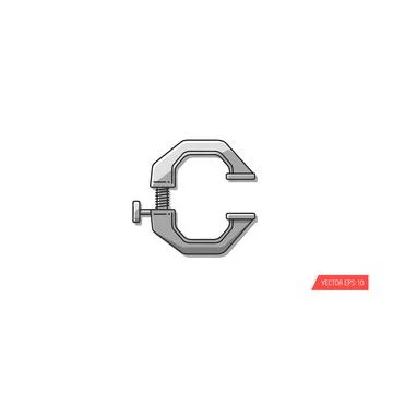 C-clamp beam tool icon for construction and stage lighting applications 库存插图