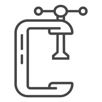 C clamp compress line icon on white background Stock Illustration