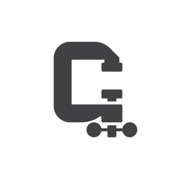C-clamp icon vector, filled flat sign, solid pictogram Illustrazione stock