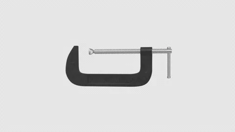 C Clamp Rotating on a Transparent Background. Seamless Loop. 4K Stock Footage 307629904