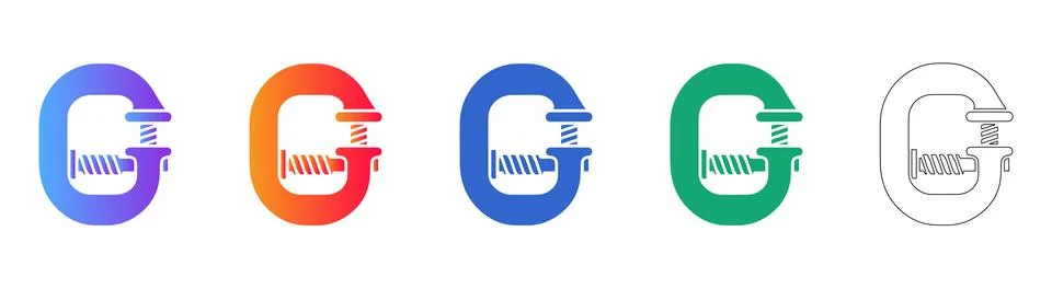 C Clamp Tool Vector Icon Set Stock Illustration