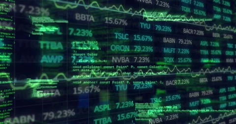 C code initiating ticker updates entering highlight window, scrolling then Stock Footage 330175715