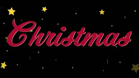 C coming left starting red script Xmas sliding right revealing title, twinkling Stock Footage 321302083