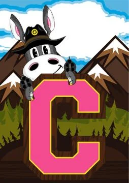 C is for Cowboy - Donkey Alphabet Learning Illustration Stock-Illustration