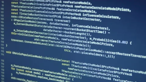 C++ CPP Machine Learning Scroll and Typing Code Stock Footage 167244790
