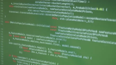C++ CPP Machine Learning Scroll and Typing Code Stock Footage 167245625