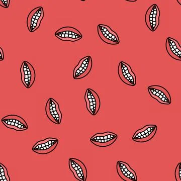 C d g k n s t x y z letter mouth animate vector seamless pattern Stock Illustration