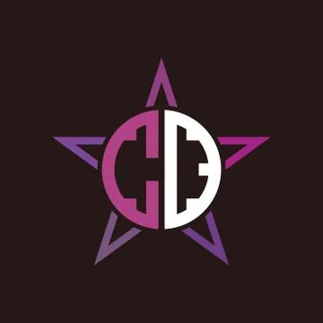 C D initials circle with stars and black background Stock Illustration