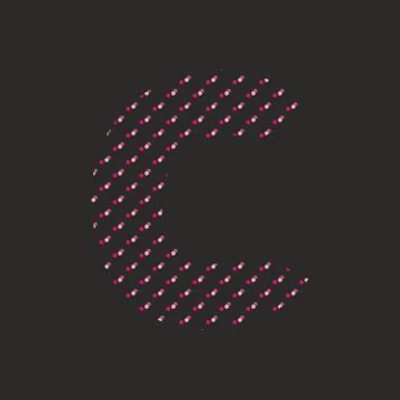 C dotted vector alphabet letter isolated on black background Stock Illustration