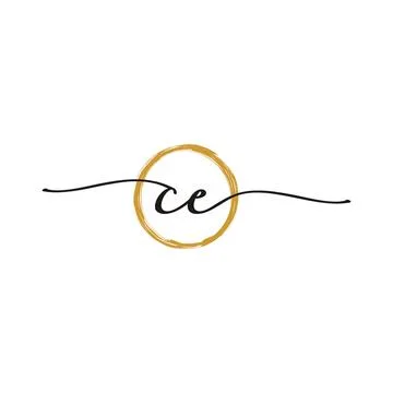 C E Initial Script Letter Beauty Logo Template Stock Illustration