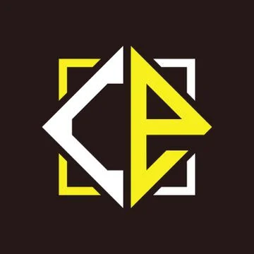 C E initials quadrangle monogram with square Stock Illustration