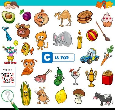 C is for educational game for children 库存插图
