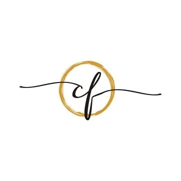 C F Initial Script Letter Beauty Logo Template Stock Illustration