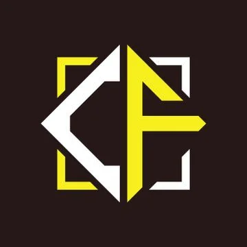 C F initials quadrangle monogram with square Stock Illustration