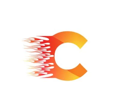 C Fire Creative Alphabet Logo Design Concept Stock Illustration