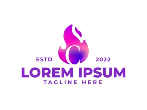 C fire flame logo design template Stock Illustration