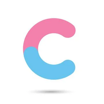 C font vector with blue and pink color on White background, Futuristic font,  Stock-Illustration