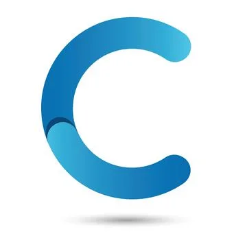 C font vector with blue color on White background, Futuristic font, Cosmic, V Stock Illustration