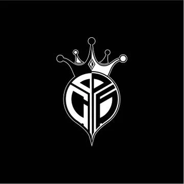 C G circle monogram logo emblem style with clown crown shape vector decoratio Stock Illustration