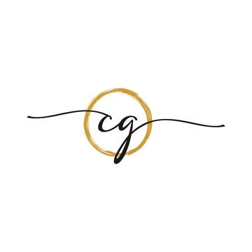 C G Initial Script Letter Beauty Logo Template Stock Illustration