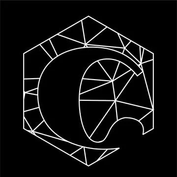 C geometric triangle blockchain font Stock Illustration