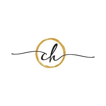 C H Initial Script Letter Beauty Logo Template Stock Illustration