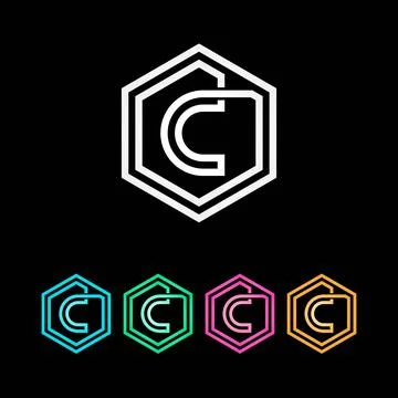 C hexagone Logo design letter C logo Stock Illustration