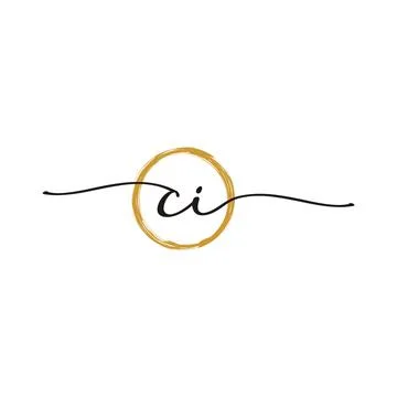 C I Initial Script Letter Beauty Logo Template Illustrazione stock