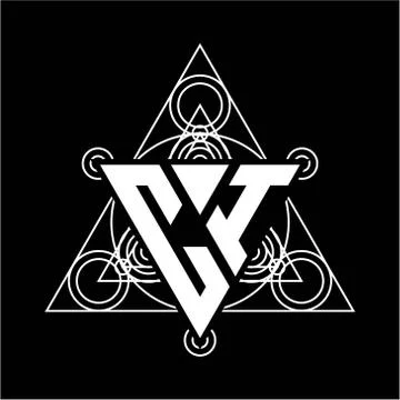 C I Monogram letter logo with triangle shape design template with sacred geom Stock Illustration