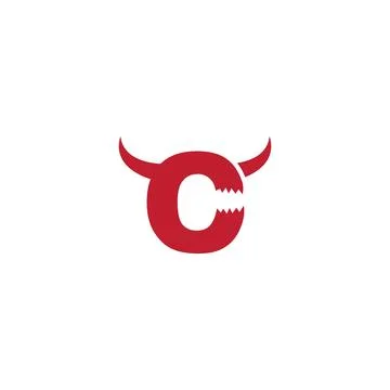 C initial letter with devil horn Stock Illustration