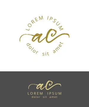 A C. Initials Monogram Logo Design. Dry Brush Calligraphy Artwork Stock Illustration