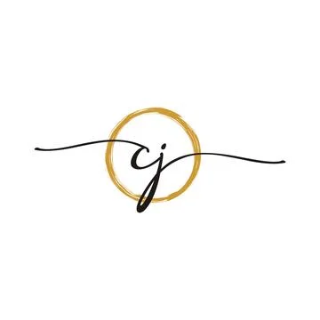 C J Initial Script Letter Beauty Logo Template Stock Illustration