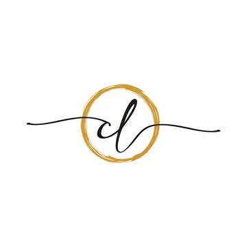 C L Initial Script Letter Beauty Logo Template Stock Illustration