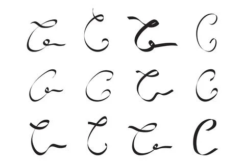 C Letter Alphabet Initial Cursive Hand Written Set for Logo Brand Illustrazione stock
