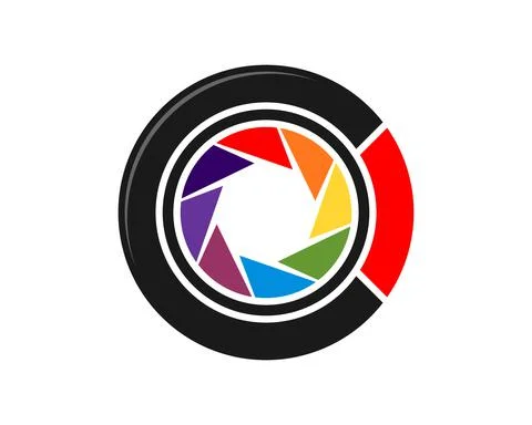 C Letter with camera lens inside Stock Illustration
