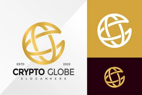 C Letter Crypto Globe Logo Design Vector illustration template Illustrazione stock