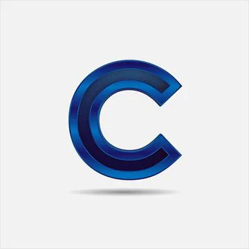 C letter with glitter rendering effect, blue color design, vector illustration 스톡 일러스트