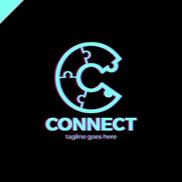 C letter logo icon template. Puzzle connectivity,Technology, network, digital Illustrazione stock
