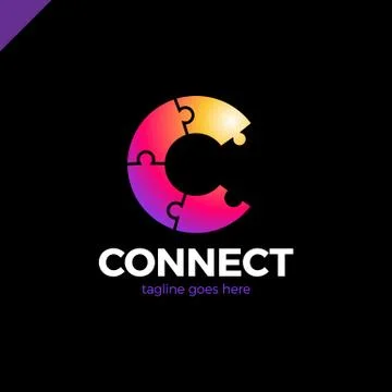 C letter logo icon template. Puzzle connectivity,Technology, network, digital Stock Illustration