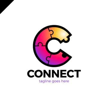 C letter logo icon template. Puzzle connectivity,Technology, network, digital Illustrazione stock