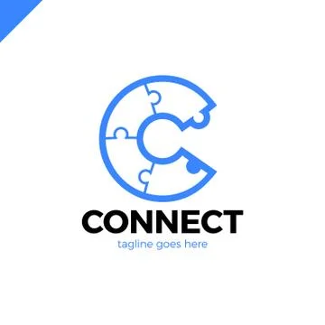 C letter logo icon template. Puzzle connectivity,Technology, network, digital Illustrazione stock