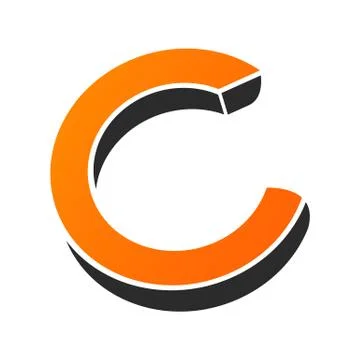 C letter logo monogram, minimal style linear emblem, black and white parallel Stock Illustration